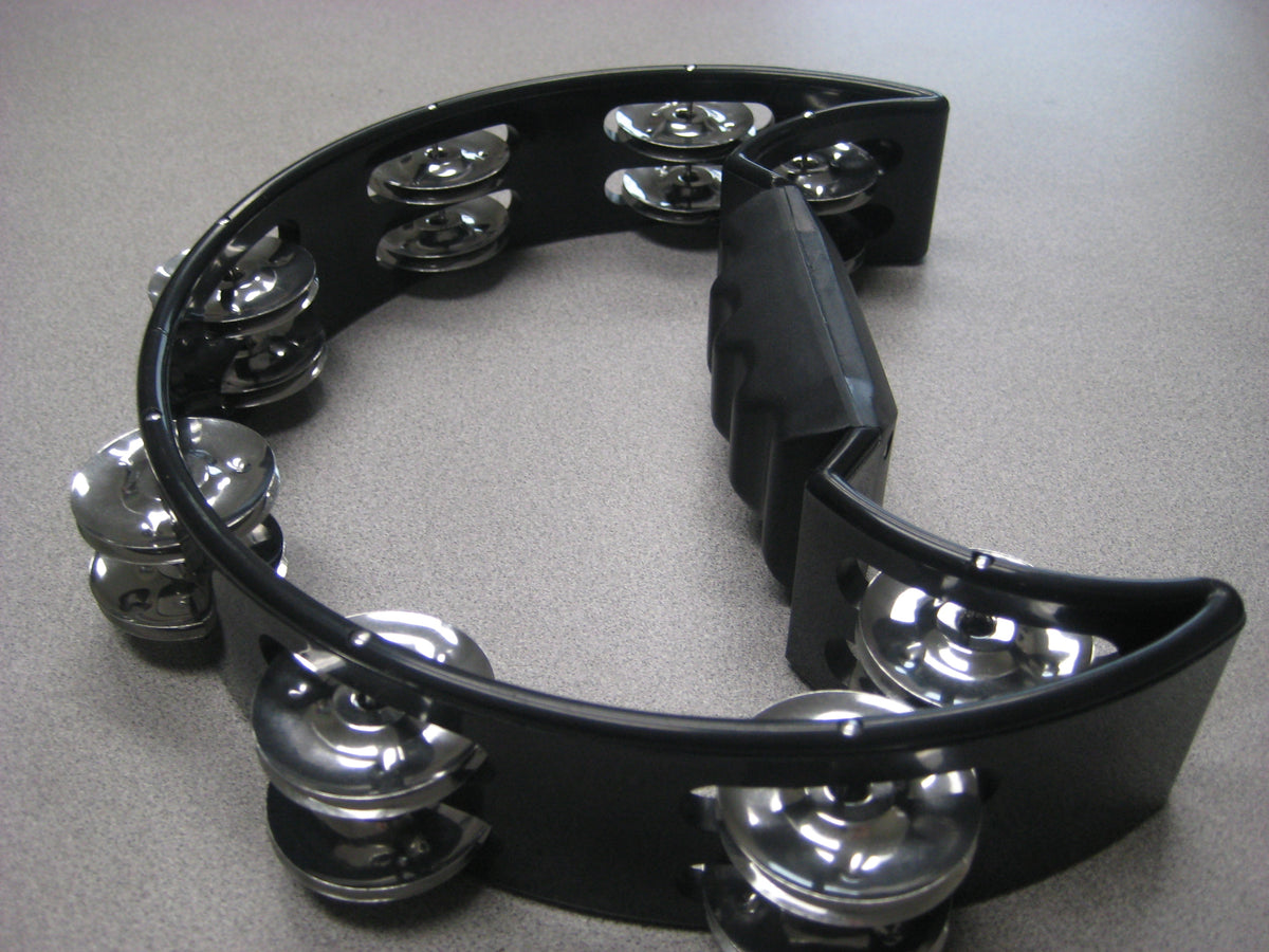 Laurel Tambourine - 9 Inch half- moon tambourine, 16 double row jingles