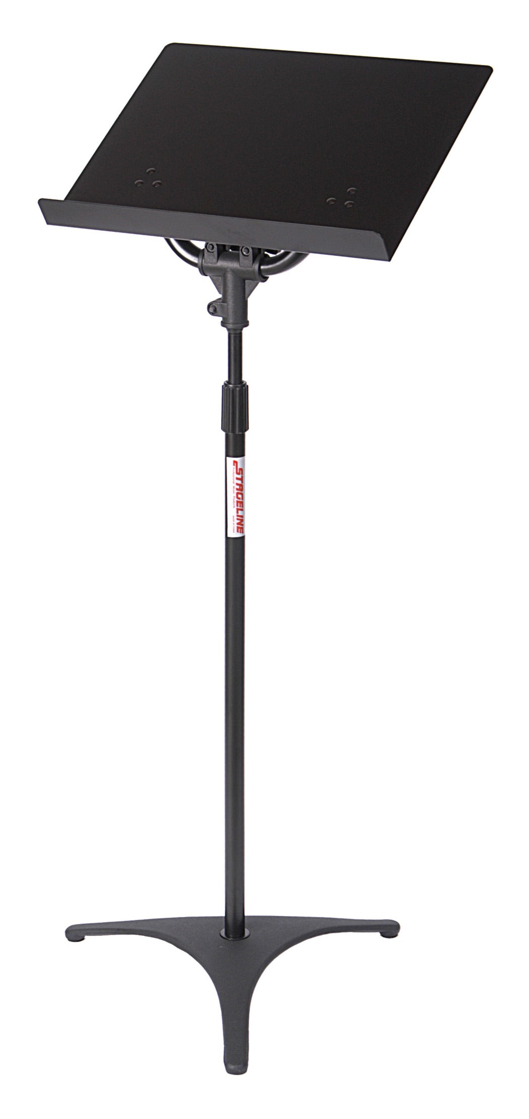 Stageline music stand , Height adjustable with flat tripod base on white background