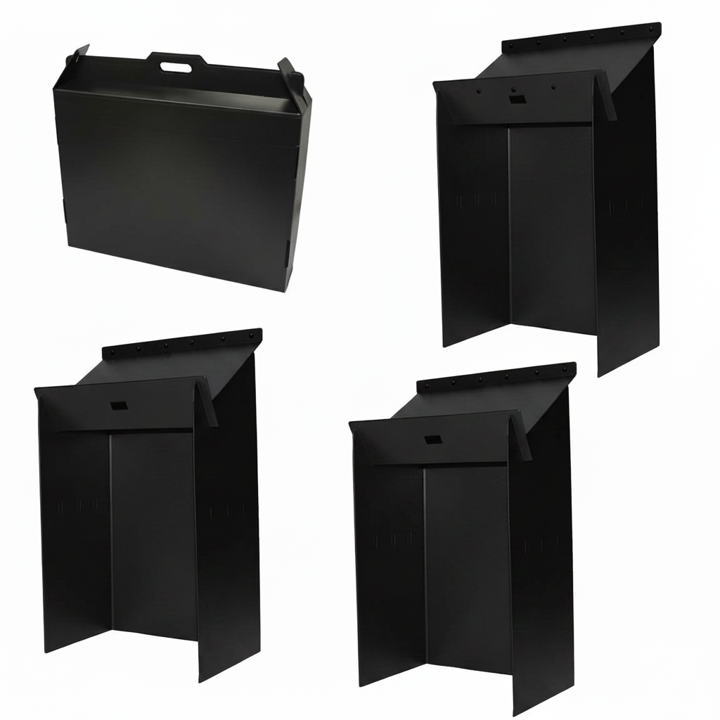3 Black Stands with Black Rivets and Carrying Case