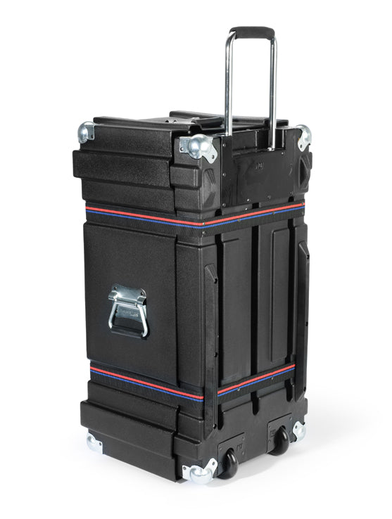 Hume's and Berg Tilt and Pull hardware case in standing position. On white background. 